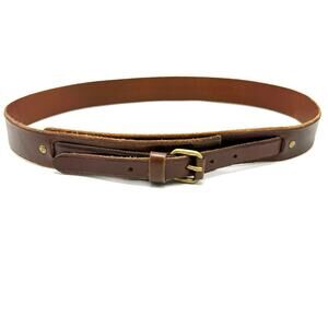 LOFT Brown Leather Ranger Belt 34-38 M Brass Buckle Women’s Hip Waist Western